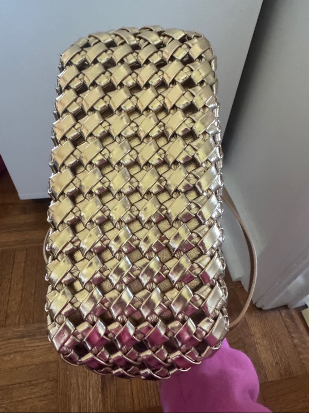 Themoire NEW Woven Metallic Gold Mini Tote Bag - Picture 5 of 5